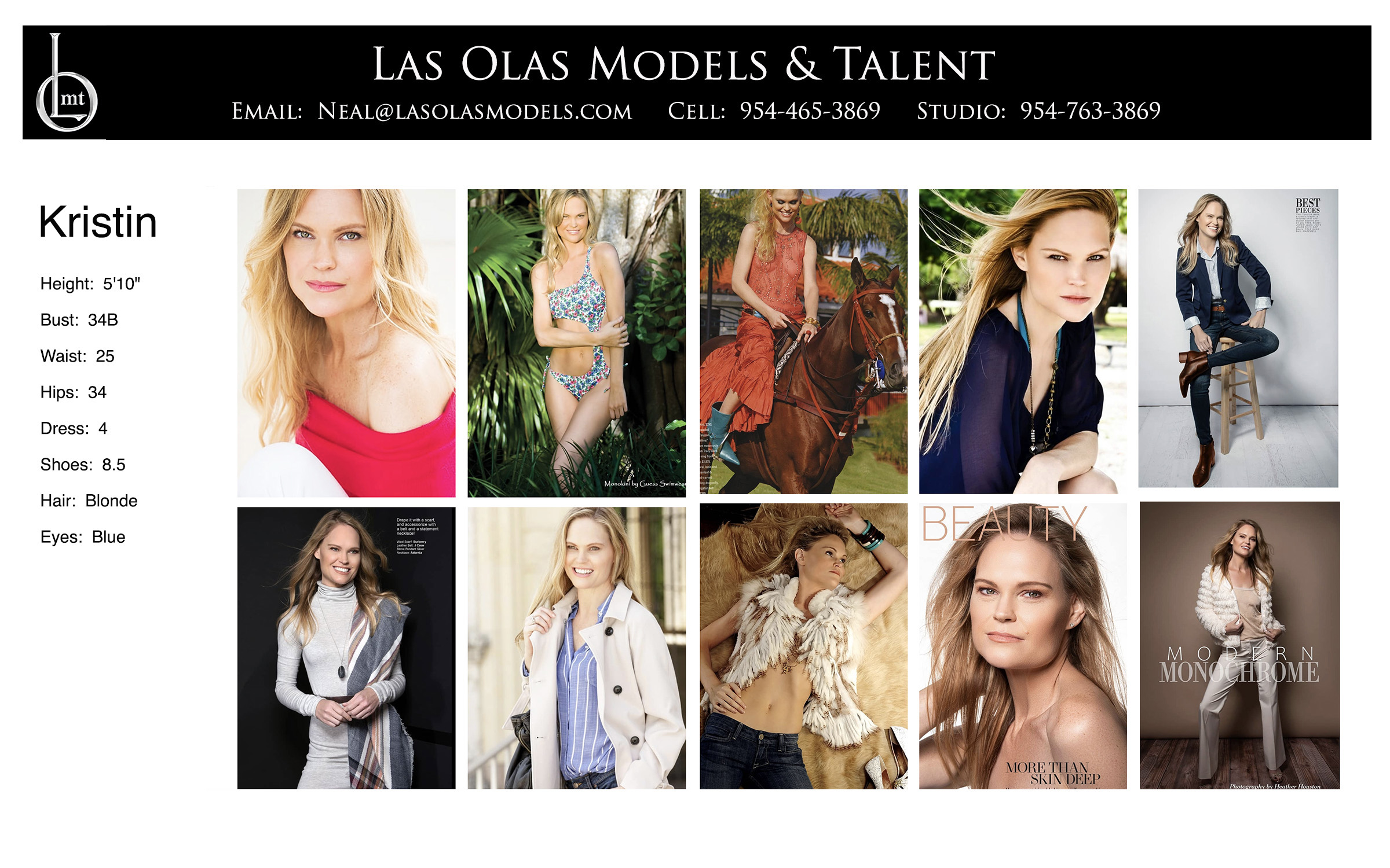 Models Fort Lauderdale Miami South Florida - Print Video Commercial Catalog - Las Olas Models & Talent - Kristin Comp